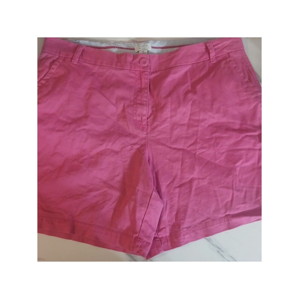 Crown & Ivy Caroline Shorts Womens Size 16 Pink Chino Preppy Casual Cotton